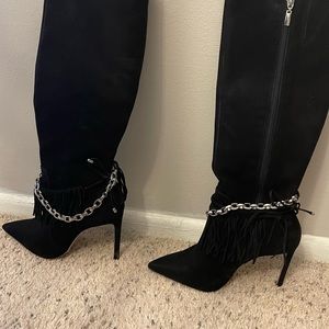 Schutz Boots. Detachable chain and fringe.